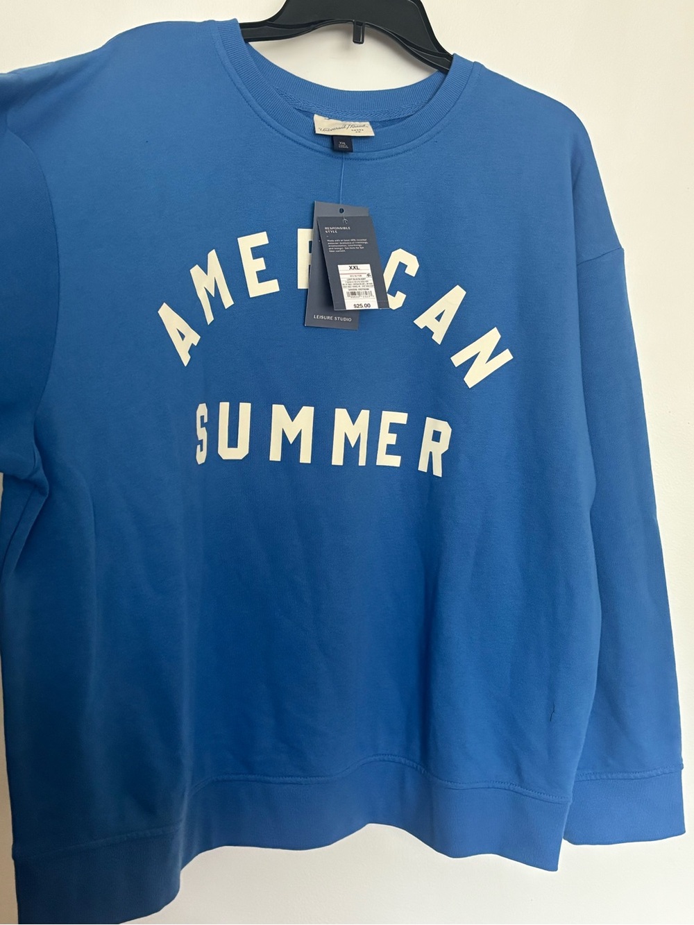 Universal Thread Blue Crewneck Sweatshirt with White 'AMERICAN SUMMER' Graphic
